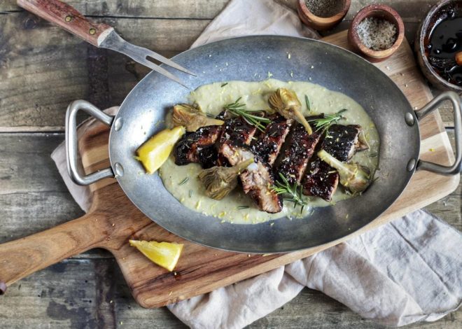 Ubah iga babi menjadi hidangan meleleh dengan miso dan artichoke